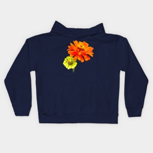 Zinnias - Orange Zinnia and Yellow Zinnia Kids Hoodie